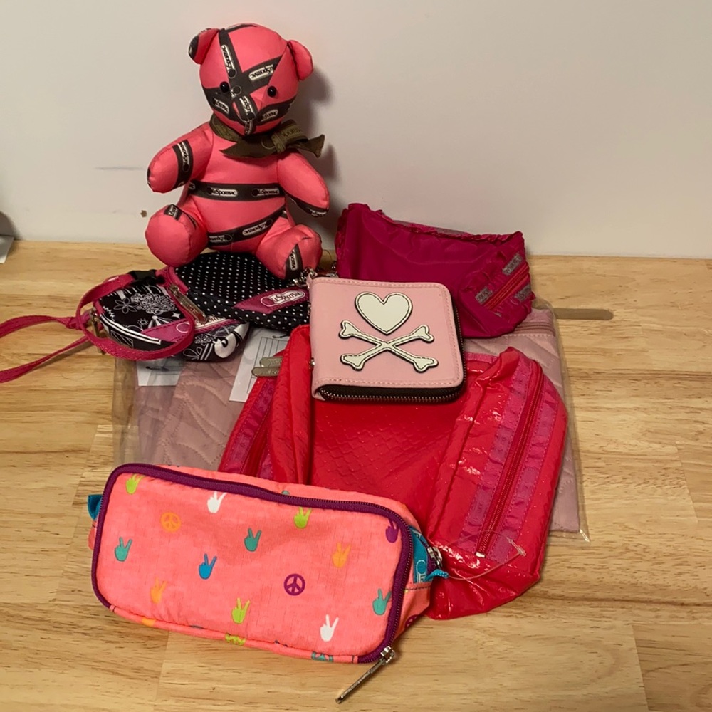 LeSportsac All-Pink Variety Pouch/Trinket Bundle of 9